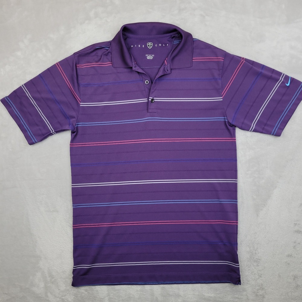 Nike Polo Shirt Men Medium Golf Performance Series DriFit Swoosh Purple Adult M